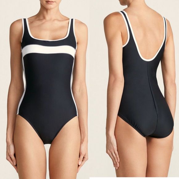 white square neck swimsuit